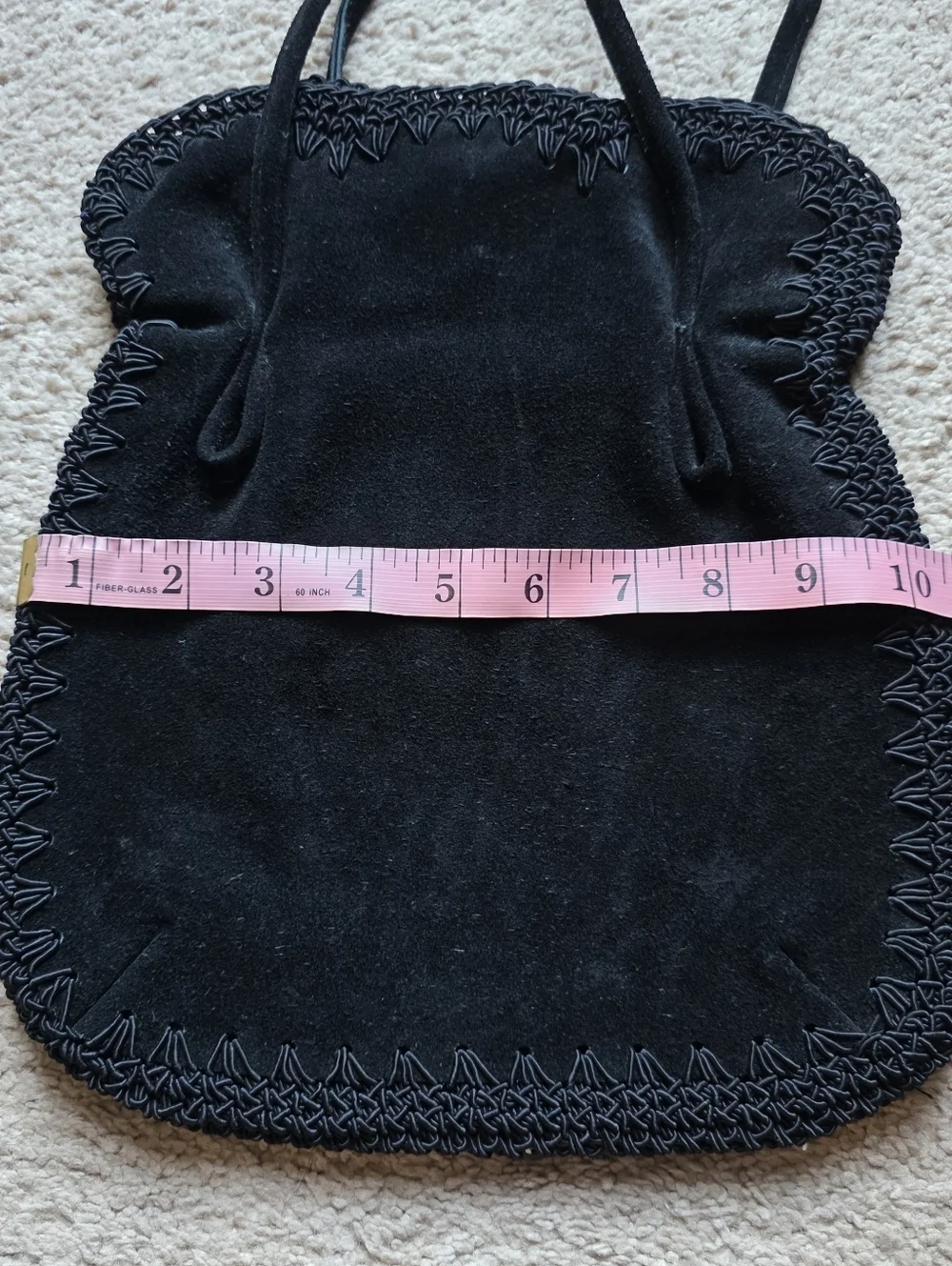 Vintage Walborg Black Suede Drawstring Shoulder Bag • Made in Japan • 60s 70s